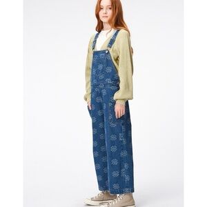 Molo Amber Infinity Love Denim Overalls with Floral Pattern